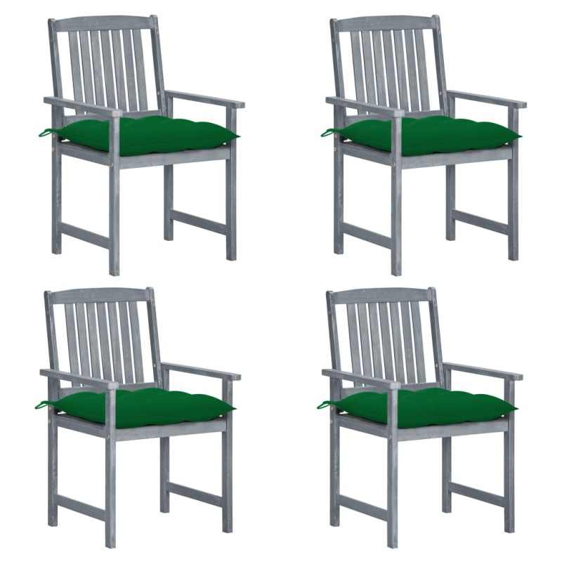 vidaXL Sillas de jardín con cojines 4 uds madera maciza de acacia gris vidaXL Sillas de jardín con cojines 4 uds madera maciza de acacia gris