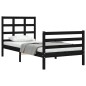 vidaXL Estructura de cama con cabecero madera maciza negro 100x200 cm vidaXL Estructura de cama con cabecero madera maciza negro 100x200 cm