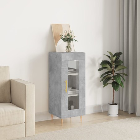 vidaXL Aparador de madera contrachapada gris hormigón 34,5x34x90 cm