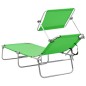 vidaXL Tumbona plegable con parasol de acero verde manzana vidaXL Tumbona plegable con parasol de acero verde manzana