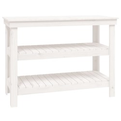 vidaXL Banco de trabajo de madera maciza de pino blanco 110,5x50x80 cm