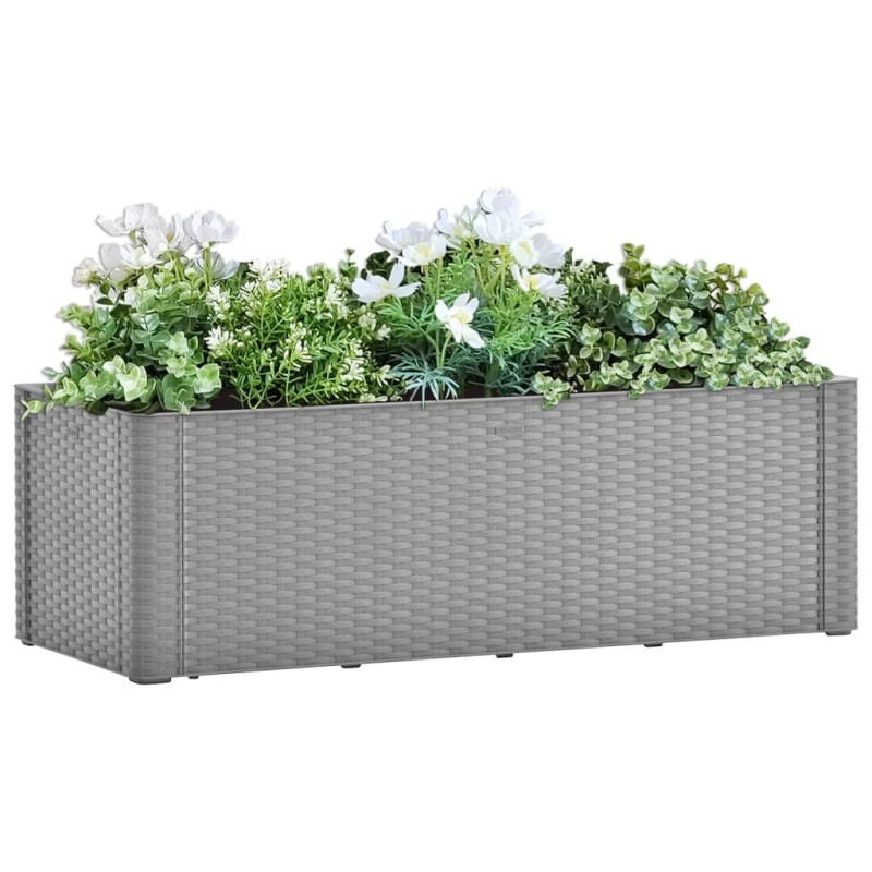 vidaXL Arriate con sistema de riego automático gris 100x43x33 cm vidaXL Arriate con sistema de riego automático gris 100x43x33 cm