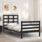 vidaXL Estructura de cama con cabecero madera maciza negro 100x200 cm vidaXL Estructura de cama con cabecero madera maciza negro 100x200 cm