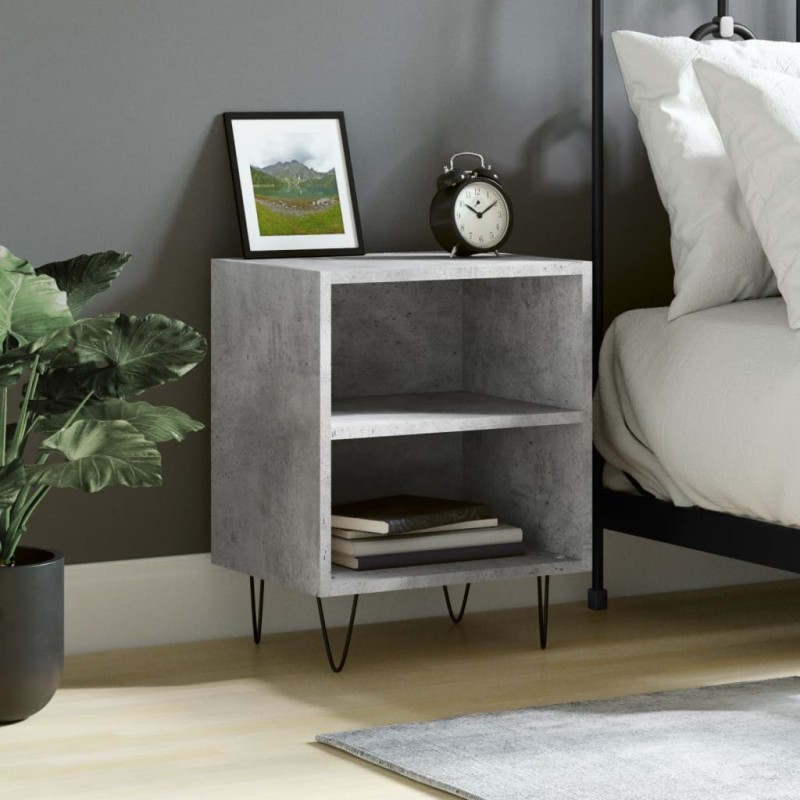 vidaXL Mesita de noche madera de ingeniería gris hormigón 40x30x50 cm vidaXL Mesita de noche madera de ingeniería gris hormigón 40x30x50 cm