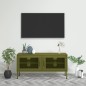 vidaXL Mueble de TV verde oliva 105x35x50 cm acero