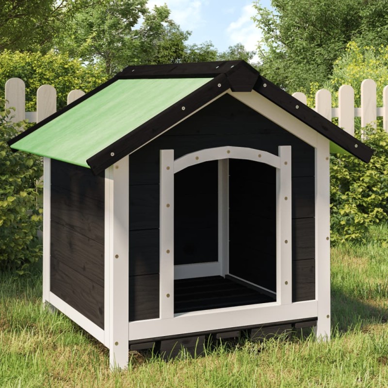 vidaXL Caseta para perros madera maciza de pino gris 65x65x61,5 cm vidaXL Caseta para perros madera maciza de pino gris 65x65x61,5 cm