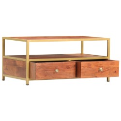 vidaXL Mesa de centro de madera maciza de acacia 90x50x40 cm