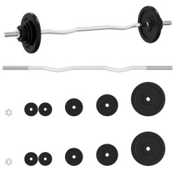 vidaXL Juego de barra con discos 30 kg hierro fundido y acero cromado