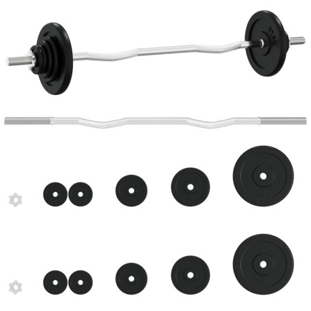 vidaXL Juego de barra con discos 30 kg hierro fundido y acero cromado