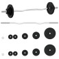 vidaXL Juego de barra con discos 30 kg hierro fundido y acero cromado vidaXL Juego de barra con discos 30 kg hierro fundido y acero cromado