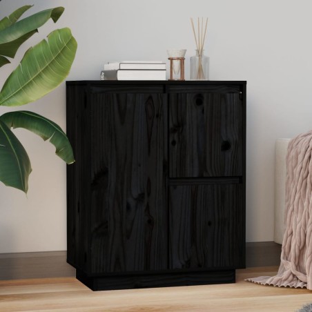 vidaXL Aparador de madera maciza de pino negro 60x34x75 cm