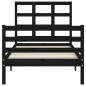vidaXL Estructura de cama con cabecero madera maciza negro 100x200 cm vidaXL Estructura de cama con cabecero madera maciza negro 100x200 cm