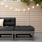 vidaXL Taburete de jardín con cojín madera maciza de pino gris vidaXL Taburete de jardín con cojín madera maciza de pino gris