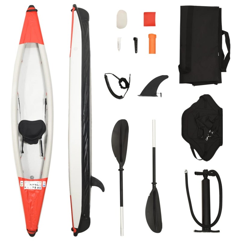 vidaXL Kayak inflable poliéster rojo 375x72x31 cm vidaXL Kayak inflable poliéster rojo 375x72x31 cm