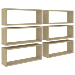 vidaXL Estante cubo pared 6 uds contrachapado roble Sonoma 60x15x23 cm