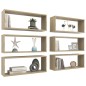 vidaXL Estante cubo pared 6 uds contrachapado roble Sonoma 60x15x23 cm vidaXL Estante cubo pared 6 uds contrachapado roble Sonoma 60x15x23 cm