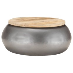vidaXL Mesa de centro de madera de mango maciza gris 68x68x30 cm