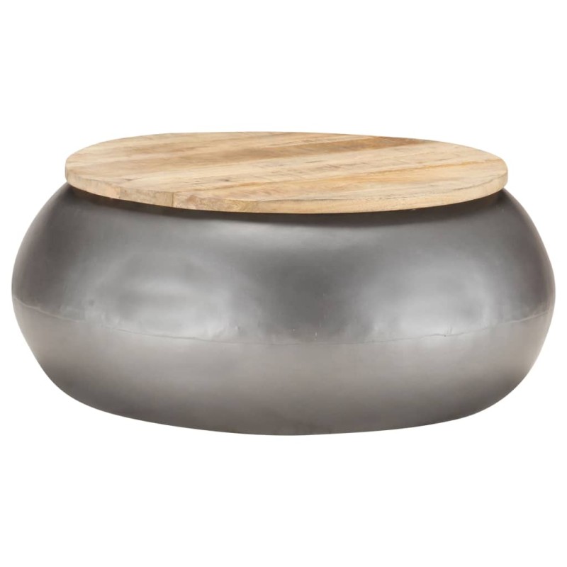 vidaXL Mesa de centro de madera de mango maciza gris 68x68x30 cm vidaXL Mesa de centro de madera de mango maciza gris 68x68x30 cm