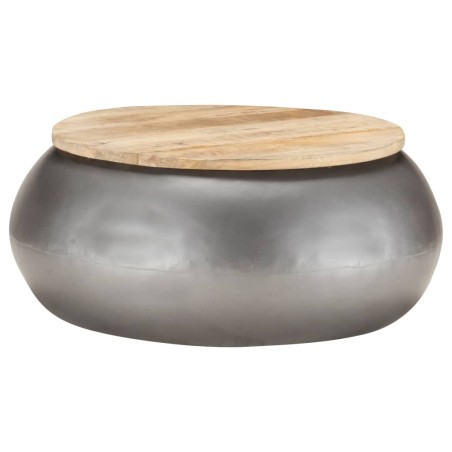 vidaXL Mesa de centro de madera de mango maciza gris 68x68x30 cm