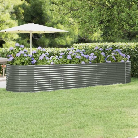 vidaXL Jardinera arriate acero recubrimiento polvo gris 396x100x68 cm