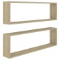 vidaXL Estantes cubo pared 2uds contrachapado roble Sonoma 100x15x30cm vidaXL Estantes cubo pared 2uds contrachapado roble Sonoma 100x15x30cm