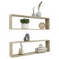 vidaXL Estantes cubo pared 2uds contrachapado roble Sonoma 100x15x30cm vidaXL Estantes cubo pared 2uds contrachapado roble Sonoma 100x15x30cm