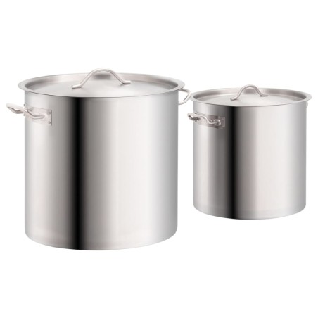 vidaXL Juego de ollas 2 piezas de acero inoxidable 50/25 L