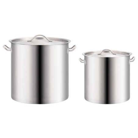 vidaXL Juego de ollas 2 piezas de acero inoxidable 50/25 L