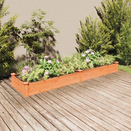 vidaXL Jardinera arriate con forro madera abeto marrón 240x60x25 cm