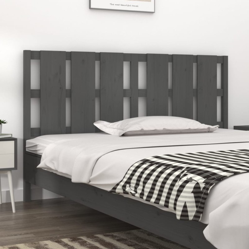 vidaXL Cabecero de cama madera maciza de pino gris 165,5x4x100 cm vidaXL Cabecero de cama madera maciza de pino gris 165,5x4x100 cm