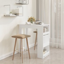 vidaXL Mesa bar estante almacenaje contrachapada blanco 102x50x103,5cm