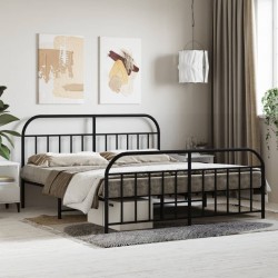 vidaXL Estructura de cama cabecero y pie de cama metal negro 160x200cm