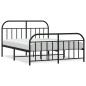 vidaXL Estructura de cama cabecero y pie de cama metal negro 160x200cm vidaXL Estructura de cama cabecero y pie de cama metal negro 160x200cm