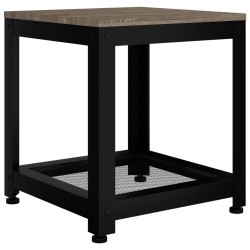 vidaXL Mesita auxiliar MDF y hierro gris y negro 40x40x45 cm