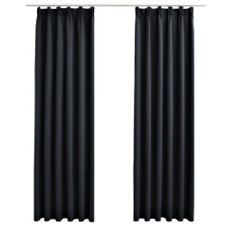 vidaXL Cortinas opacas con ganchos 2 piezas negro 140x245 cm