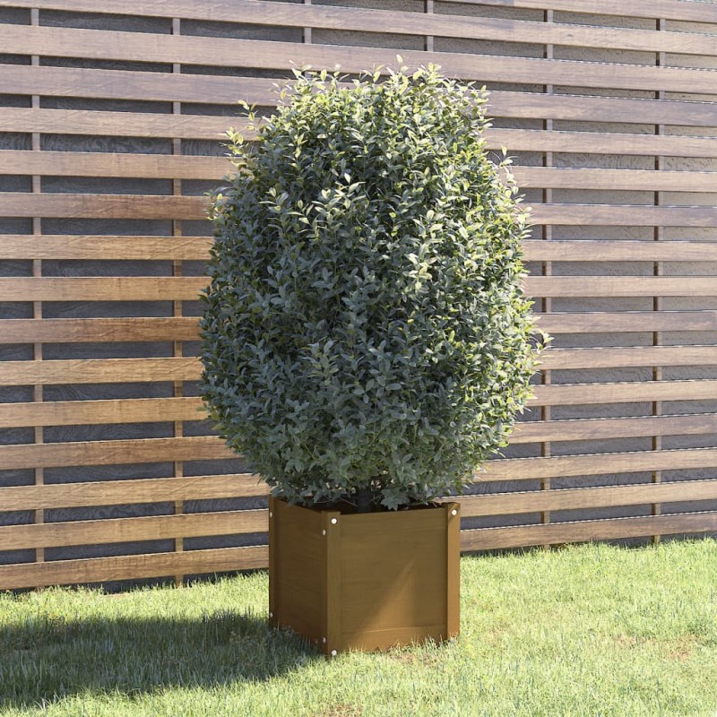 vidaXL Jardinera de madera maciza de pino marrón 40x40x40 cm vidaXL Jardinera de madera maciza de pino marrón 40x40x40 cm