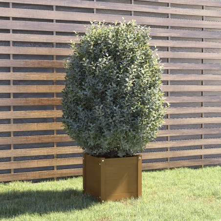 vidaXL Jardinera de madera maciza de pino marrón 40x40x40 cm