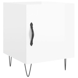 vidaXL Mesita de noche madera de ingeniería blanco brillo 40x40x50 cm