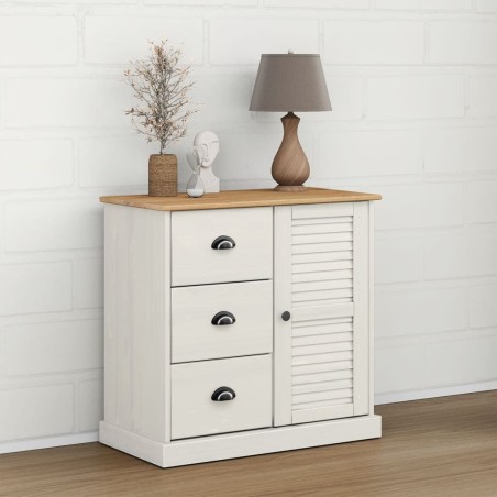 vidaXL Aparador con cajones VIGO madera maciza pino blanco 78x40x75 cm