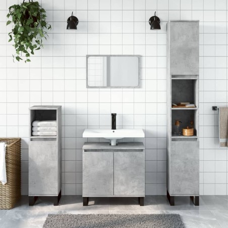 vidaXL Armario de baño madera contrachapada gris hormigón 30x30x190 cm