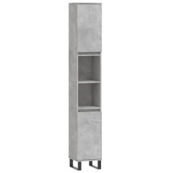 vidaXL Armario de baño madera contrachapada gris hormigón 30x30x190 cm