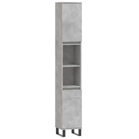 vidaXL Armario de baño madera contrachapada gris hormigón 30x30x190 cm