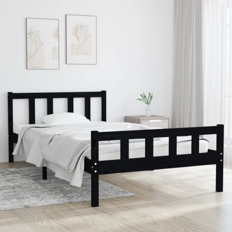 vidaXL Estructura de cama madera maciza negro 100x200 cm