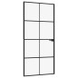 vidaXL Puerta de interior vidrio templado y aluminio negro 93x201,5 cm vidaXL Puerta de interior vidrio templado y aluminio negro 93x201,5 cm