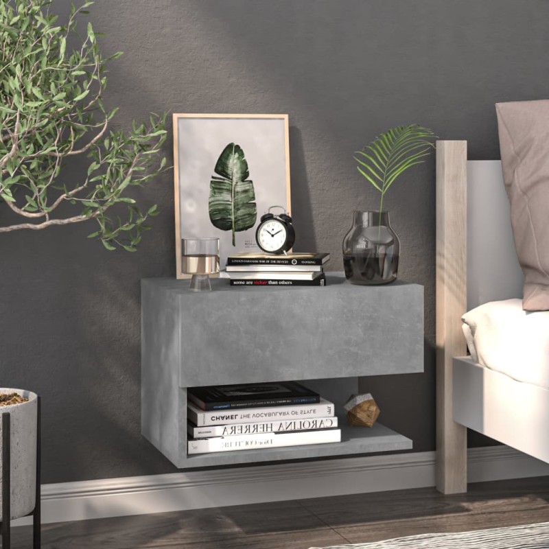 vidaXL Mesita de noche de pared color gris hormigón vidaXL Mesita de noche de pared color gris hormigón