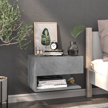 vidaXL Mesita de noche de pared color gris hormigón