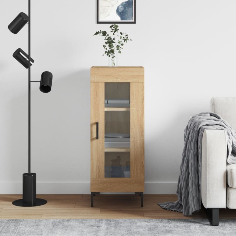 vidaXL Aparador madera contrachapada color roble Sonoma 34,5x34x90 cm