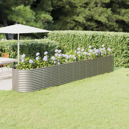 vidaXL Jardinera arriate acero recubrimiento polvo plata 512x80x68 cm