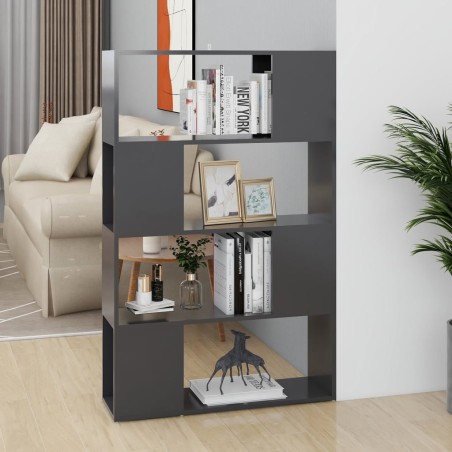 vidaXL Librería separador madera contrachapada gris 80x24x124,5 cm