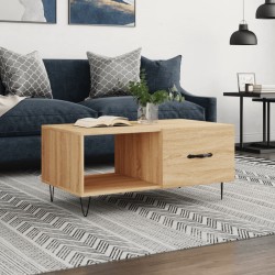 vidaXL Mesa de centro madera contrachapada roble Sonoma 90x50x40 cm